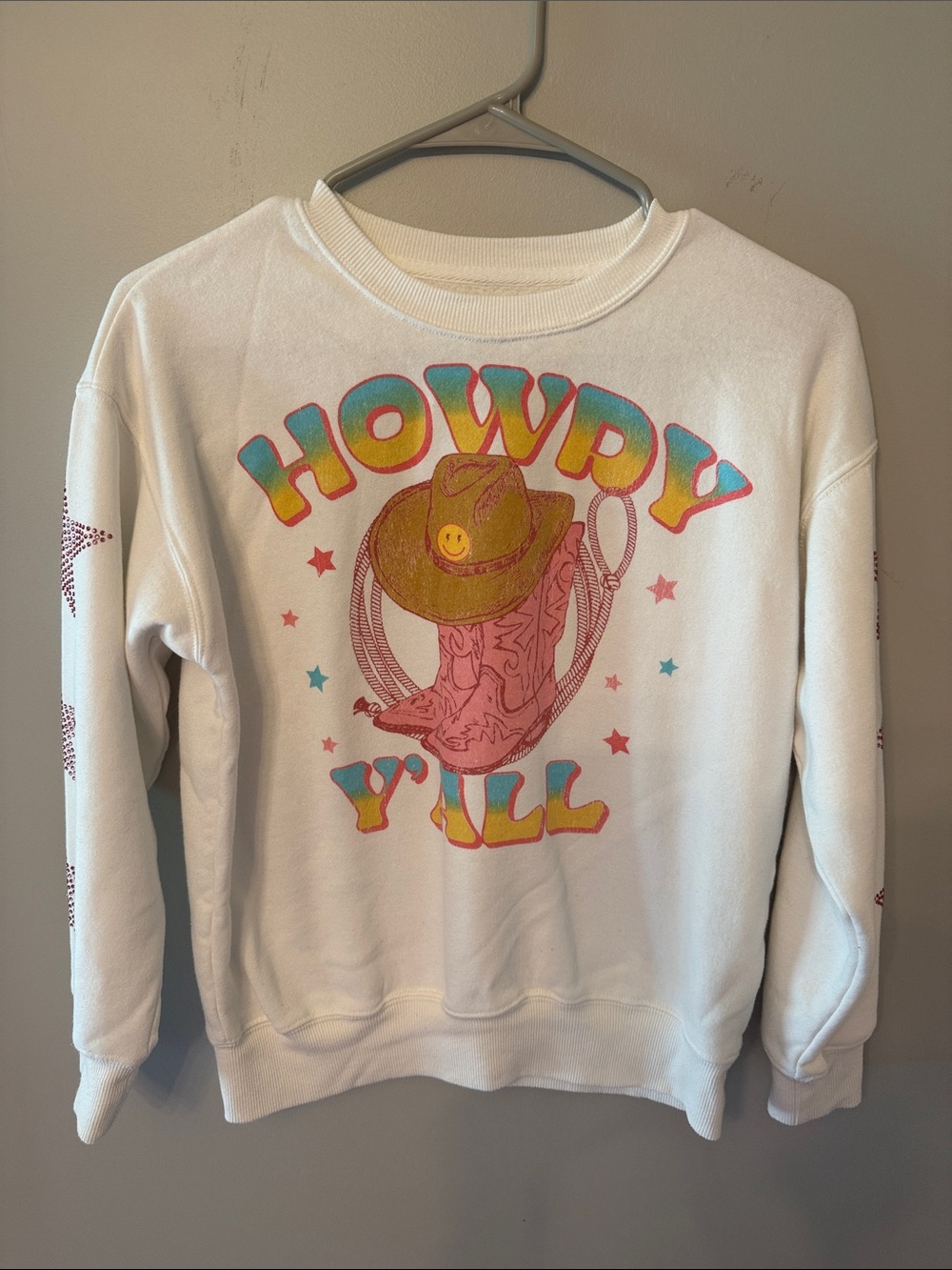 Kids White 'Howdy Y'all' Graphic Crewneck Sweatshirt